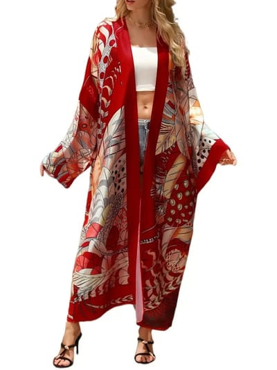 Bovista Badjas Dames - Kimono - Kamerjas - Ochtendjas - Pyama - Plus Size - Rood