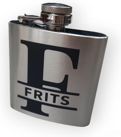 Persoonlijk RVS Heupfles met Schroefdop - 175 ml - 11x10 cm met naam initialen uniek cadeautje kado alcohol whisky sterke dranken