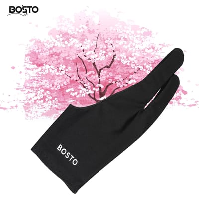 BOSTO Gant de dessin à deux doigts, taille libre, pour tablette d'artiste, pour main droite et gauche noir