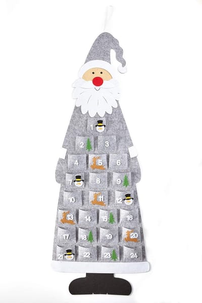 HEITMANN DECO Vilten adventskalender Santa - adventskalender om te vullen en op te hangen - Kerstman grijs wit
