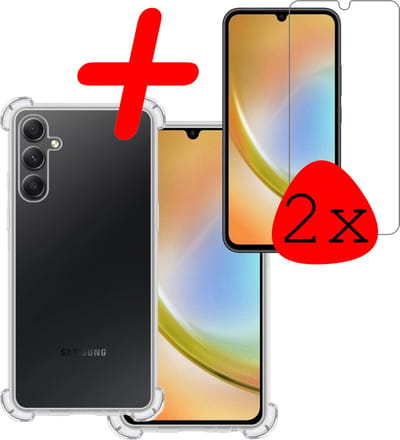 Hoesje Met Screenprotector - 2 Stuks - Geschikt voor Samsung Galaxy A34 - Sterk & Shockproof - Siliconen Case - Back Cover - Telefoon Hoes - Shock Proof - Transparant
