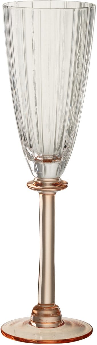 J-Line glas champagne Gestreept - glas - transparant/zalmroze