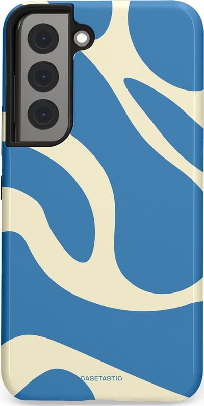 Casetastic hoesje geschikt voor Samsung Galaxy S22 - Dubbellaagse bescherming - Lichtblauwe water vlekken - Fashion Case - Lavendel Crème Lichtblauw