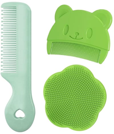Dailygoods- Melkkorfborstel Set 3 Stuks - Siliconen Borstel - Baby Kam - Badborstel - Hoofdhuidverzorging - Zacht en Allergievrij - Babyborstel