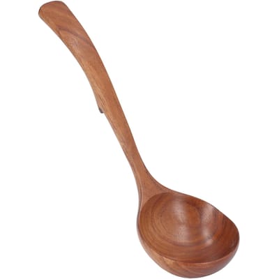 Louche en bois d'acacia, cuillère à bouillie, vaisselle, outil de cuisine pour la maison et les enfants L brown