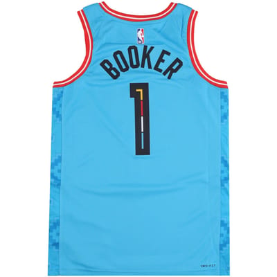 Basketbaltanktop voor heren Nba City Edition 22 Dri-fit Swingman Jersey No 1 Devin Booker Phosun Dk Turquoise