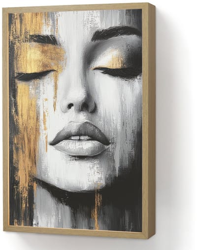 Wandlamp 40x60 cm - Oplaadbaar - Gezicht - Vrouw - Penseelstreken - Abstract - Wandlampen binnen woonkamer - Slaapkamer lamp - Decoratieve nachtlamp - Vloerlamp draadloos