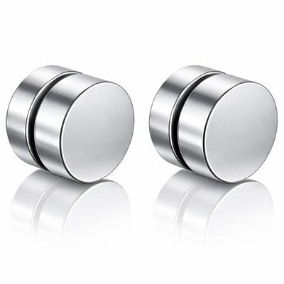 Magnetische Stud oorbellen Zilverkleurig 8mm