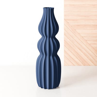 Fleuriek - Grote vaas Blauw - H50 cm - Smalle vloervaas of decoratieve bloemen vaas, gekleurde design vaas van kunststof - Vensterbankvaas