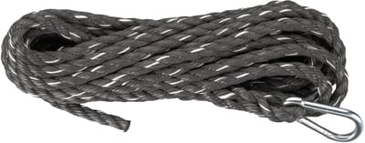 PP-touw 14 mm, 3-strengs gedraaid, zwart met 10 mm karabijnhaak, 10 m lang