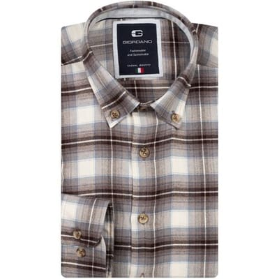 Giordano Casual hemd lange mouw Bruin Loretto long sleeve button do 527836/80