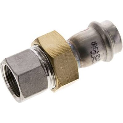 Perskoppeling wartelmoer - 22mm & Rp 3/4'' Persmof - RVS Vlakke Afdichting