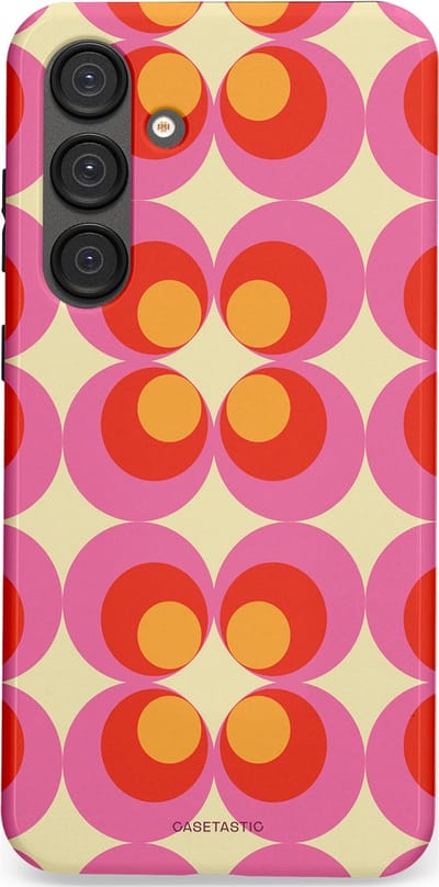 Casetastic hoesje geschikt voor Samsung Galaxy S25 Plus - Dubbellaagse bescherming - Circle boogie - Fashion Case - Roze Rood Zand Okergeel