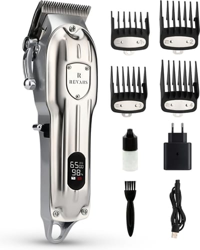 Revahs Tondeuse & Baardtrimmer voor mannen Two - Haartrimmer en Trimmer voor Hoofdhaar & Baard - Draadloze Hair Clipper - 6400 RPM - RVS Messen - 180 Minuten - 4 Opzetkammen