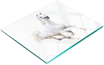 Multifunctionele decoratieve glazen keukenplank met Arabisch paard, 60x52 cm