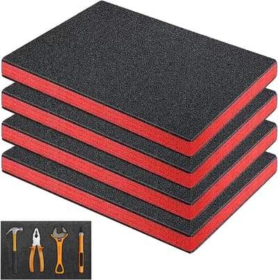 Gesneden schuimstof inlay 400 x 300 mm voor gereedschapskoffers en camerakoffers, op maat snijden voor optimale bescherming (zwart, 400 mm x 300 mm x 4,5 mm)