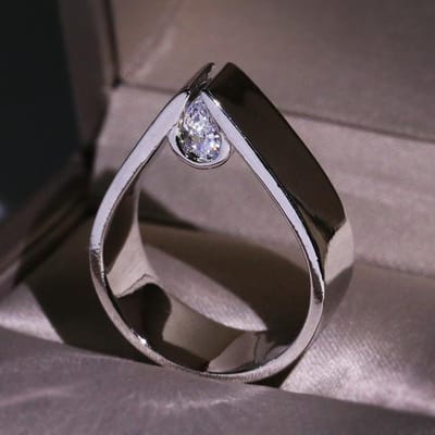 925 Puur Zilver Mode Geometrisch Vingerring Verlovingsring CZ Ring voor Vrouwen Groot Zilver Mooie Sieraden 7 gray