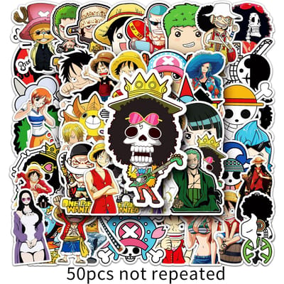 Generieke One Piece Luffy 50 Stuks Waterdichte Graffiti Anime Stickers Sierstickers Voor Bagage Skateboard Motorfiets Auto Fans Premium Kwaliteit yellow