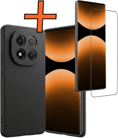 Hoes - Met Screenprotector - Geschikt voor Xiaomi Redmi Note 14 Pro - Sterk & Shockproof - Back Cover - Siliconen Case - Telefoon Hoes - Zwart