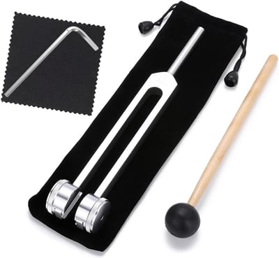 stemvork - Stemvork 128 Hz - stemvork van aluminiumlegering met siliconen hamer en tas hamergeluidstherapie - instrumentset voor meditatie en therapie