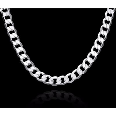 Lekani Heren 925 Sterling Zilver Curb Chain Verklaring Ketting 12mm 20  Mode Sterling-zilveren-sieraden Voor Mannelijke Beste Geschenken 50cm white