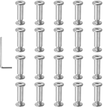 Set van 20 RVS M6 x 20 mm Kastenverbindingen met Inbussleutel voor Meubels en Houten Panelen, Ideaal voor Montage en Verbindingen