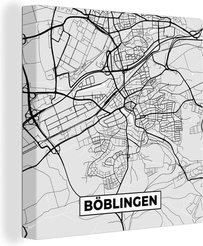 Canvas Schilderij Stadskaart - Böblingen - Kaart - Duitsland - Plattegrond - 20x20 cm - Wanddecoratie