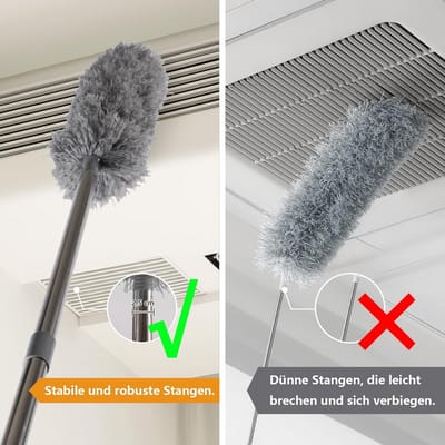 Stofwisser Set - Plumeau Telescoop - Hoge Reiniging - Buigbare Hoekkop - 310 cm Bereik - Grijs