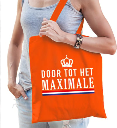 Oranje Door tot het Maximale katoenen tasje voor dames - Konginsdag / Oranje supporter accessoire