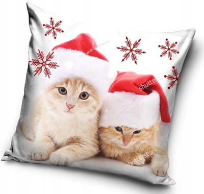 Kerstkussenhoes 40x40 cm met Katten - Zacht & Feestelijk