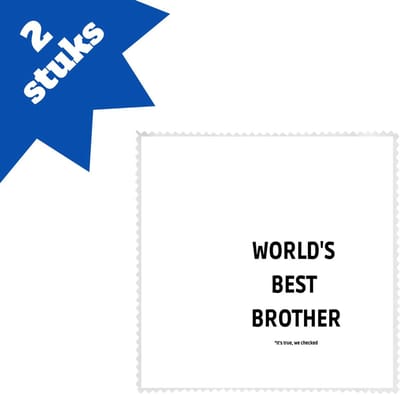 Akyol - world's best brother it's true we checked brillendoekjes - Broer - werelds beste broer - verjaardag - cadeautje voor broer - broer artikelen - kado - geschenk - 17,8 bij 17,8 cm - 2 stuks