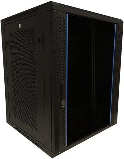DSIT 15U wandkast met glazen deur - geperforeerde zijpanelen 600x600x770mm (BxDxH) - serverbehuizing - serverrack - serverkast - 19 inch