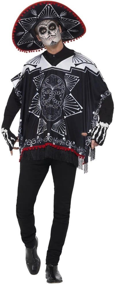 Smiffys - Day Of The Dead Bandit Kostuum - Zwart/Wit