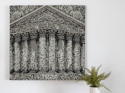 Line art relief schilderij | Abstracte lijnenspel in reliëf, een kunstzinnig meesterwerk creërend | Kunst - 60x60 centimeter op Canvas | Foto op Canvas