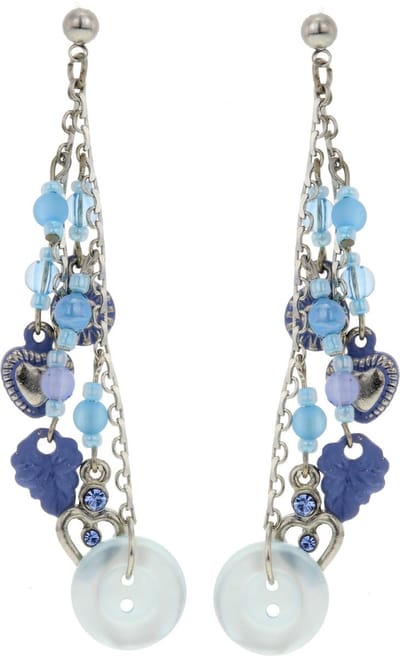 Behave - Oorhangers met knoop en kralen - Blauw - Speelse look