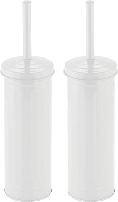 MSV Industrial Toilet/wc-borstel houder - 2x - metaal - wit - 38 cm