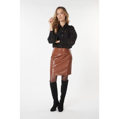 EsQualo Skirt Pu Brown Maat: 36 | Leren rokken Outlet | Dames | Bruin