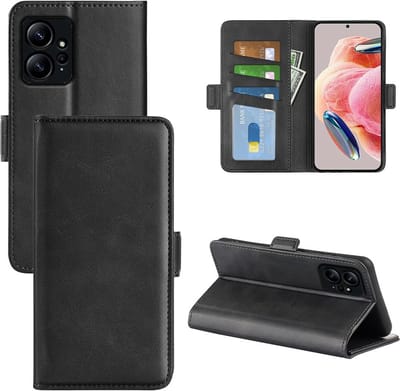 MobyDefend Hoesje - Geschikt voor Xiaomi Redmi Note 12 4G - Luxe Wallet Book Case (Sluiting Zijkant) - Zwart