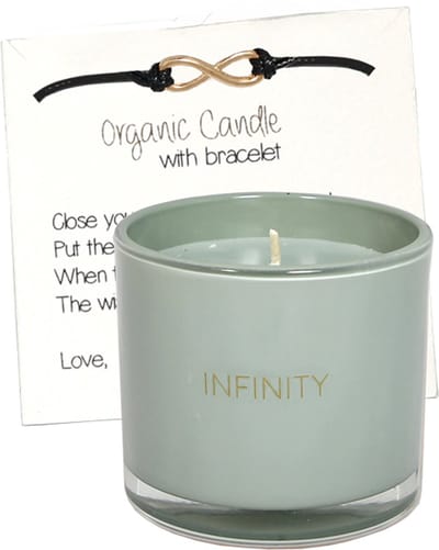 MY FLAME - sojakaars met wensarmbandje - 'Infinity' - Minty Bamboo - 35 branduren - Groen