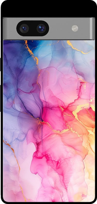 Smartphonica Telefoonhoesje voor Google Pixel 7 met marmer opdruk - TPU backcover case marble design - Regenboog geschikt voor Google Pixel 7