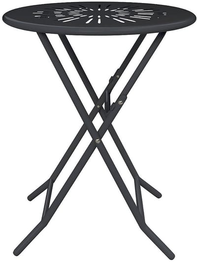 Vente-unique Opklapbare tuintafel D.60 cm van metaal in smeedijzerstijl - Antraciet - GUERMANTES van MYLIA