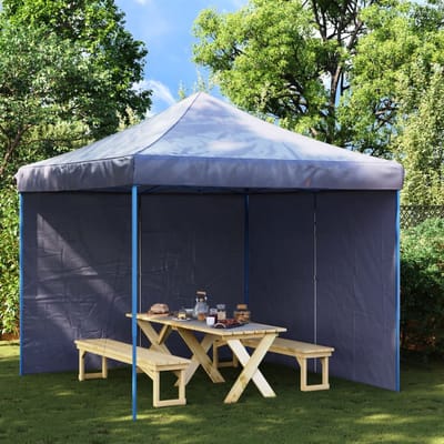 Partytent Zijwanden met Rits - Set van 2 stuks - 300x195 cm - Blauw - UV-bestendig & Waterbestendig PE - Paviljoen Zijwand met Deuropening