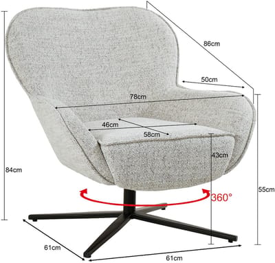 Livingfurn Fauteuil Sven - Beige Stof - Draaibaar