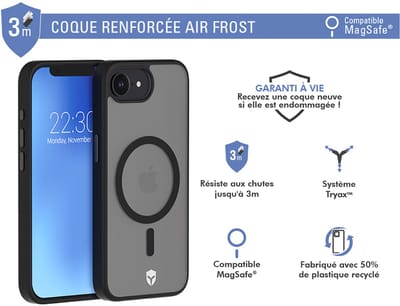 Force Case, Hoesje met hoge weerstand Geschikt voor Apple iPhone 16e AIR Frost compatibel met MagSafe 3m, Transparant