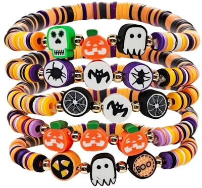 Dailygoods- Armband Grappige Pompoen Vleermuis - Hypoallergene Kralen - Verstelbare Rubberen Bands - Sieraden voor Vrouwen - Festival Accessoires - Ideaal Cadeau - Sieraad