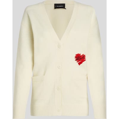 Karl Lagerfeld Cannoli Cream Hearts Cardigan Taglia: XS | Cardigan Outlet | Donna | Bianco