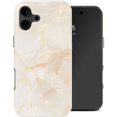 Selencia Hoesje - Geschikt voor Apple iPhone 16 - Backcover geschikt voor MagSafe - Golden Beige Marble
