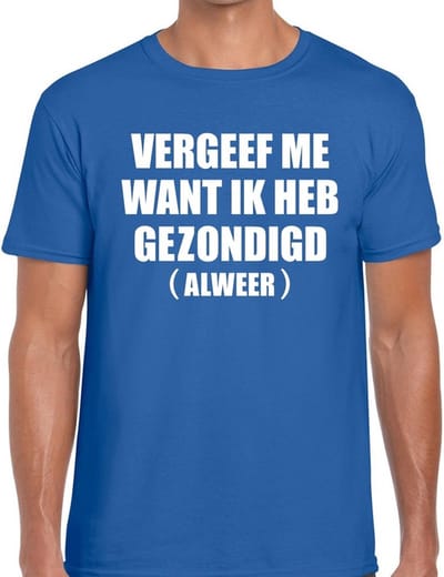 Vergeef Me heren shirt blauw - Heren feest t-shirts S