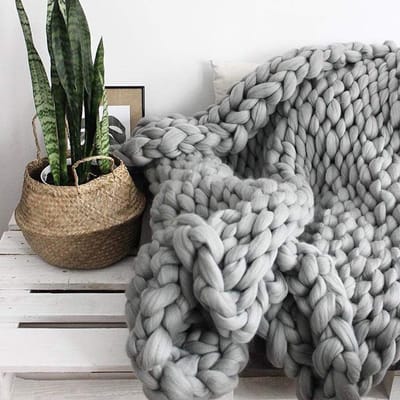 Dailygoods- Gebreide Deken Handgemaakt - Grof Gebreid - Plaid - Zachte Wol - 50x50 cm - 80x100 cm - Warm en Comfortabel