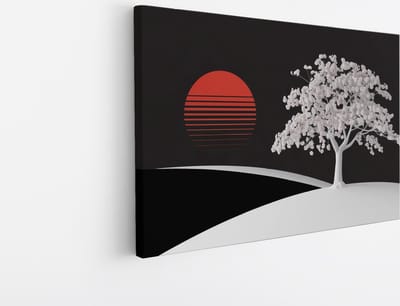 Saammp Canvas Schilderij - Zwart-Wit - Landschap - Zon - Landschap - Natuur - 45x30 - Foto op canvas - Wanddecoratie - Muurdecoratie Woonkamer - Slaapkamer decoratie - Canvas Print